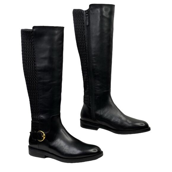 Cole Haan Women's Clover Stretch Tall Boots 6 Riding Buckle Equestrian Black NEW - Picture 5 of 10